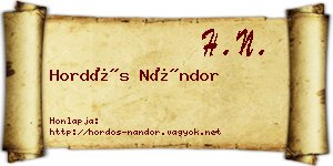 Hordós Nándor névjegykártya