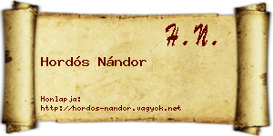 Hordós Nándor névjegykártya